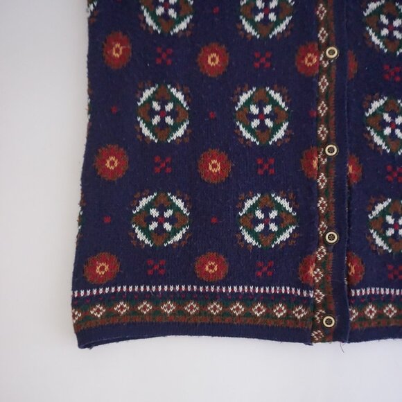 Vintage Cricket Lane Navy Fair Isle Geometric Knit Sweater Vest Cabincore M - Picture 7 of 10